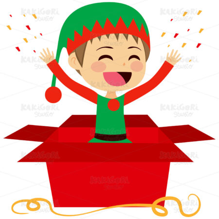 Gift Christmas Elf Clipart Vector Illustration 02446