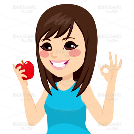 Girl Apple Okay Clipart Vector Illustration 02842