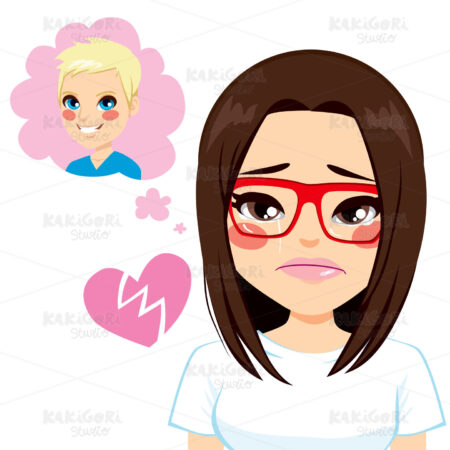 Girl Broken Heart Clipart Vector Illustration 02538