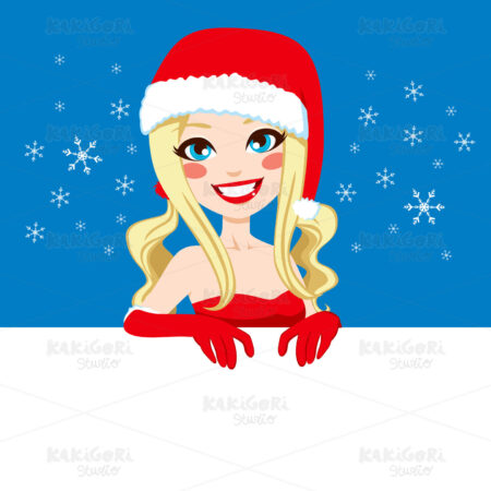 Girl Christmas Banner Clipart Vector Illustration 01198