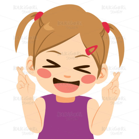 Girl Crossing Fingers Clipart Vector Illustration 04262