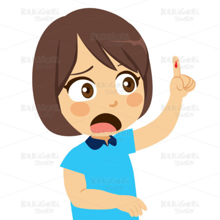 Girl Cut Finger Clipart Vector Illustration 04223
