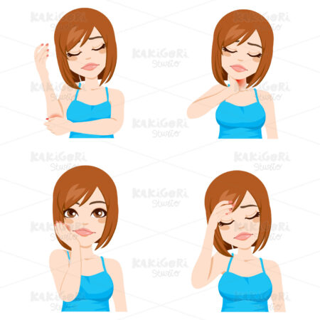 Girl Different Pain Clipart Vector Illustration 01245