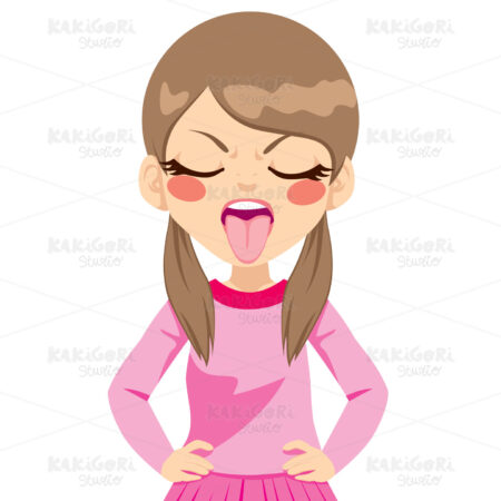 Girl Disgusted Expression Clipart Vector Illustration 01370