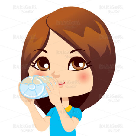 Girl Drinking Water Clipart Vector Illustration 00913