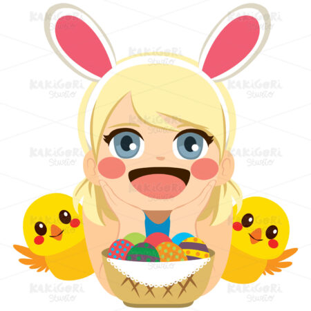 Girl Easter Chicks Clipart Vector Illustration 03909