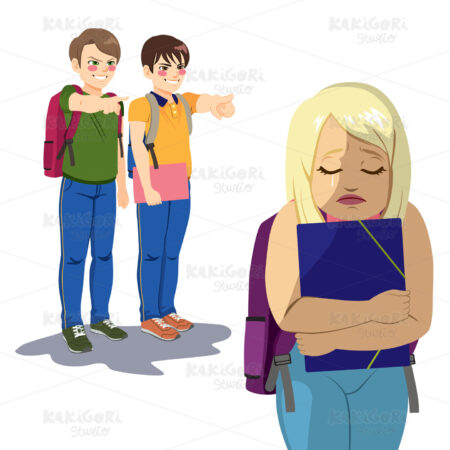 Girl Getting Bullied Clipart Vector Illustration 03879
