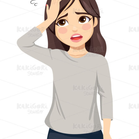 Girl Hand On Head Forgot Clipart Vector Illustration 04956