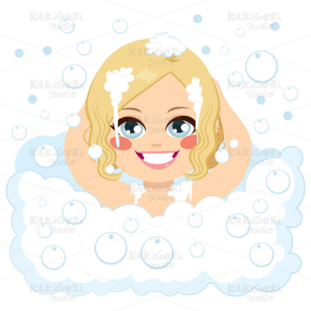 Girl Having Bath Clipart Vector Illustration 02917