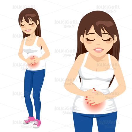Girl Having Stomachache Clipart Vector Illustration 01238