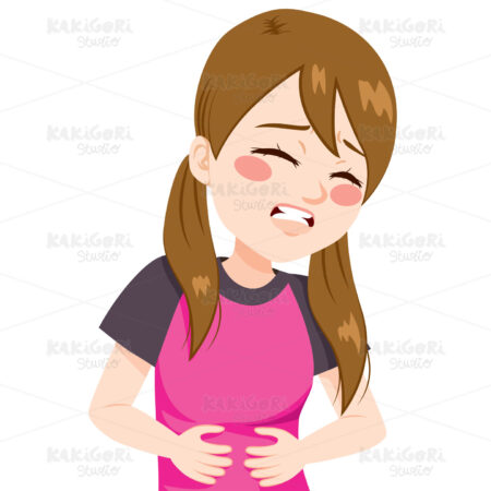 Girl Having Stomachache Clipart Vector Illustration 02278