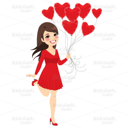 Girl Heart Balloons Clipart Vector Illustration 03322