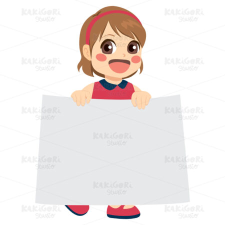 Girl Holding Banner Clipart Vector Illustration 03784