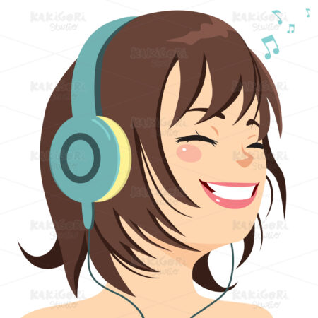 Girl Listening Music Clipart Vector Illustration 03874