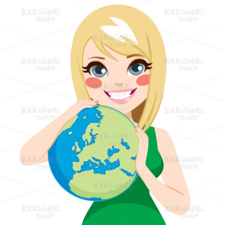 Girl Loving Earth Clipart Vector Illustration 02787