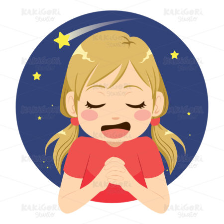 Girl Making Wish Clipart Vector Illustration 04242