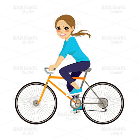 Girl On Bicycle Clipart Vector Illustration 02146
