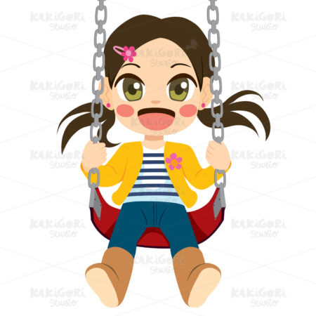 Girl On Swing Clipart Vector Illustration 04216