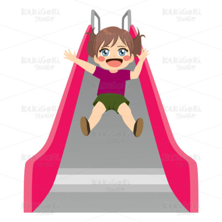 Girl Pink Slide Clipart Vector Illustration 04168