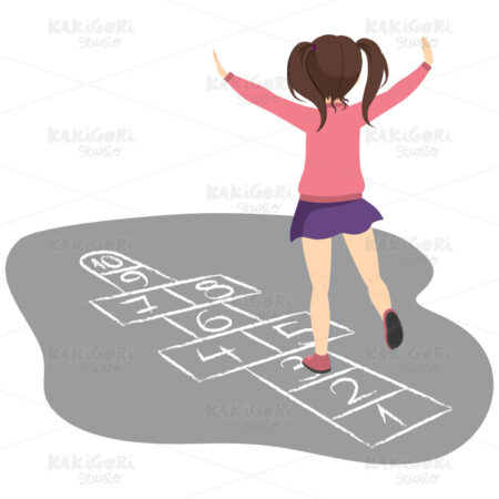 Girl Playing Hopscotch Clipart Vector Illustration 04102