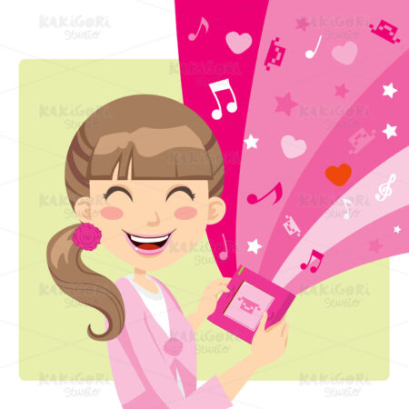 Girl Playing Video Games Clipart Vector Illustration 00363