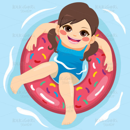 Girl Pool Inflatable Clipart Vector Illustration 03563