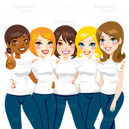 Girl Power Friends Clipart Vector Illustration 00995