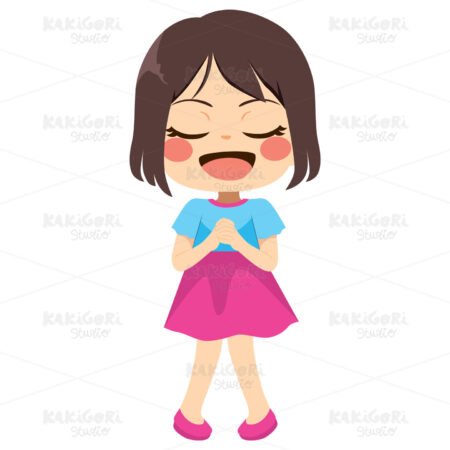Girl Praying Wish Clipart Vector Illustration 04263