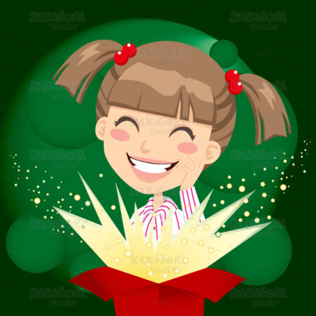 Girl Present Surprise Clipart Vector Illustration 00744