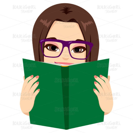 Girl Reading Book Clipart Vector Illustration 01971
