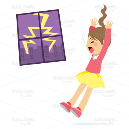 Girl Scared Thunder Clipart Vector Illustration 03509
