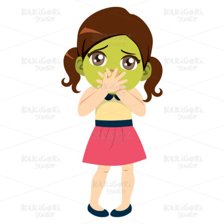 Girl Sick With Nausea Clipart Vector Illustration 04203