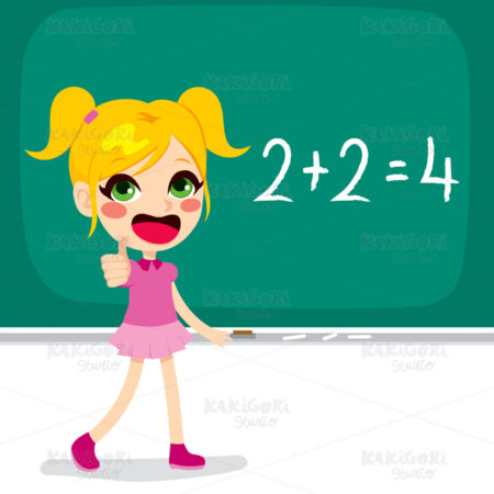 Girl Solving Maths Calculation Clipart Vector Illustration 01780