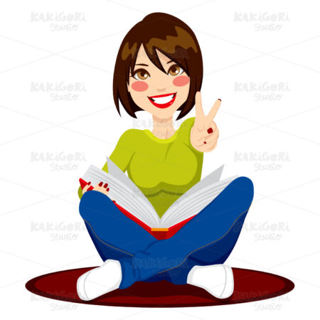 Girl Studying Exams Clipart Vector Illustration 01173