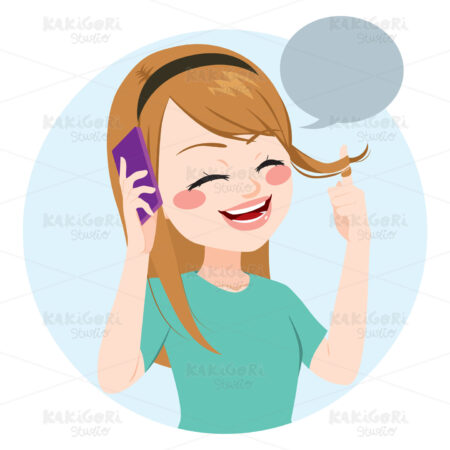 Girl Talking Phone Clipart Vector Illustration 03811