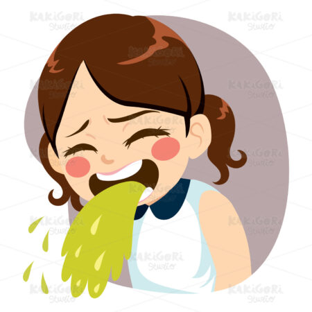 Girl Throwing up Clipart Vector Illustration 04207