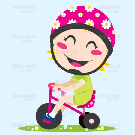 Girl Tricycle Clipart Vector Illustration 00444