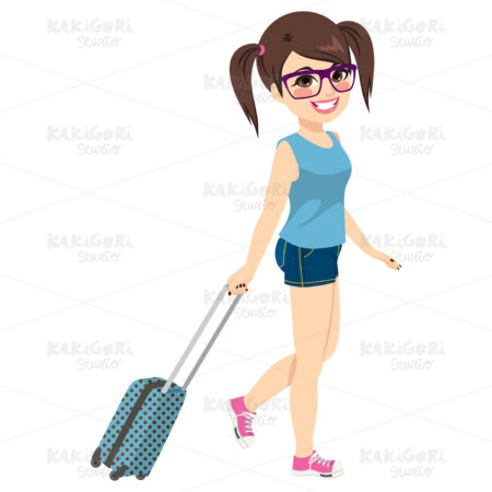 Girl Vacation Travel Clipart Vector Illustration 03494