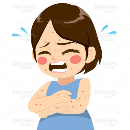 Girl With Measles Clipart Vector Illustration 04172