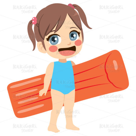 Girl With Red Inflatable Clipart Vector Illustration 04268