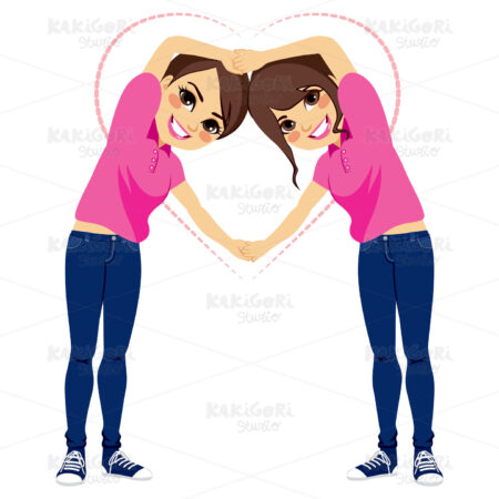 Girls Love Shape With Arms Clipart Vector Illustration 02523