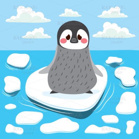 Global Warming Penguin Clipart Vector Illustration 03193
