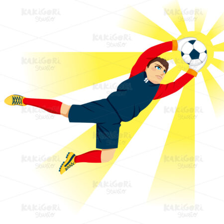 Goal Keeper Catching Ball Clipart Vector Illustration 01566