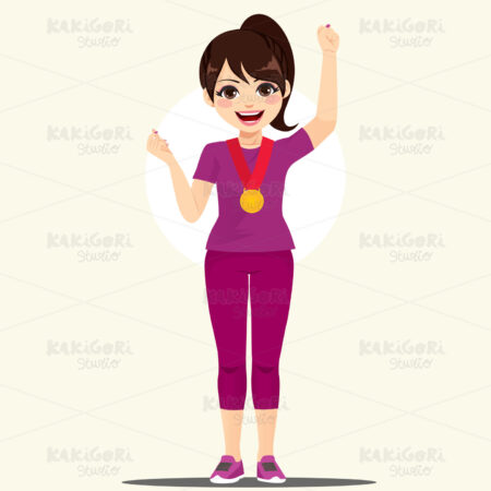 Gold Medal Winner Clipart Vector Illustration 04378