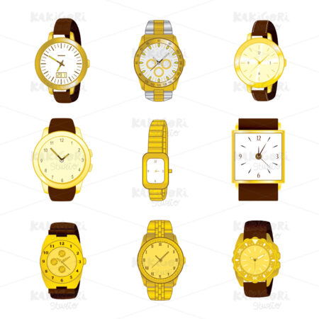 Golden Watch Collection Clipart Vector Illustration 01354
