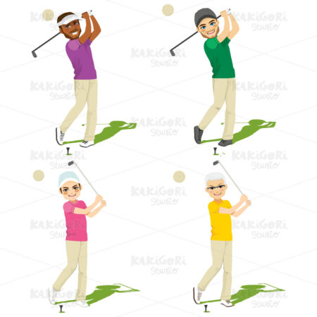 Golf Male Set Clipart Vector Illustration 04081
