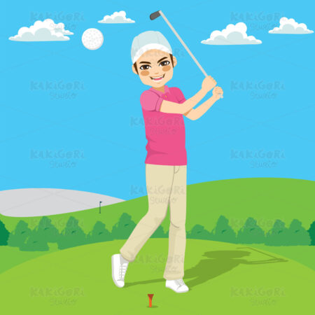 Golf Player Clipart Vector Illustration 03474