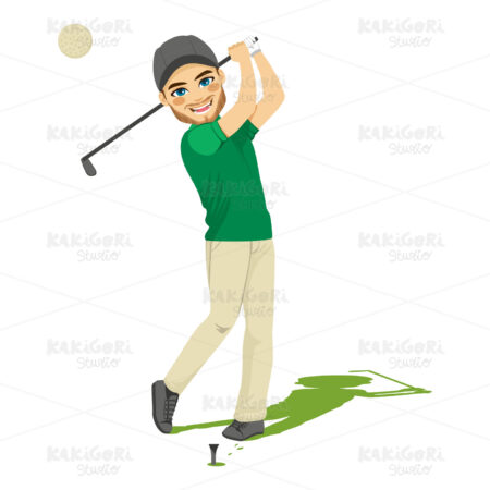 Golf Player Man Clipart Vector Illustration 03489