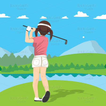 Golf Woman Clipart Vector Illustration 03510