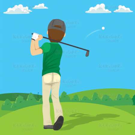 Golfer Hitting Ball Clipart Vector Illustration 03490